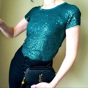 Dkny sparkle sequin party top tee XS